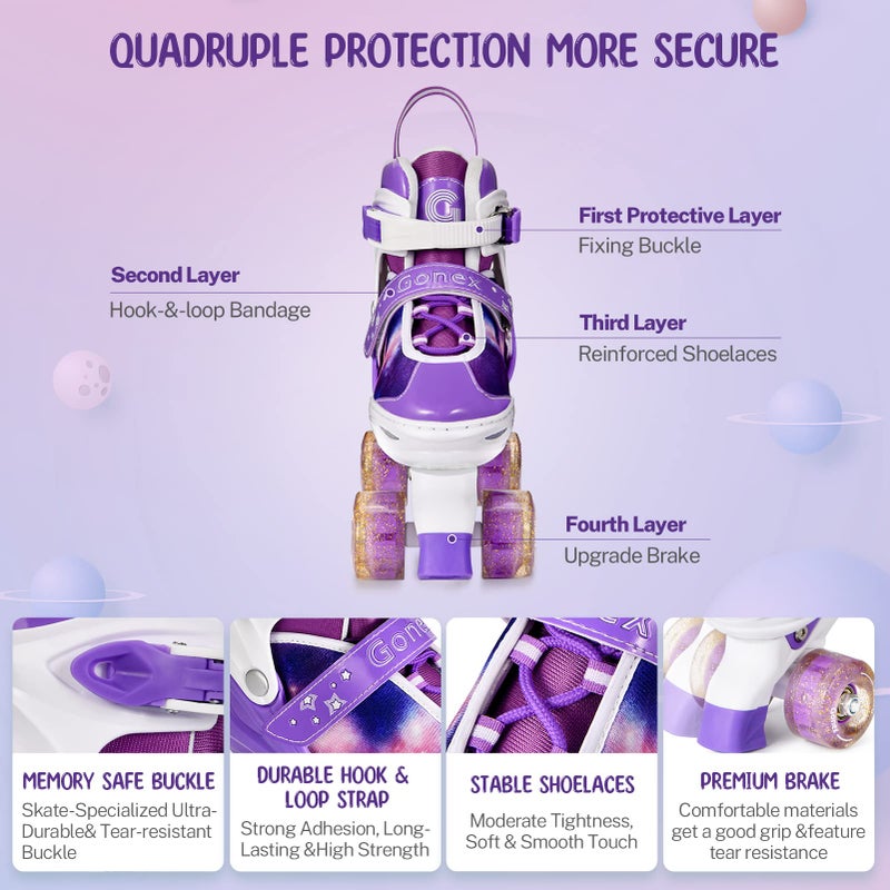 Gonex Roller Skates for Girls Kids Boys Women with All Light Up Wheelsï¼ŒAdjustable Rollerskates for Beginners Toddler Youth, Gift for Indoor Outdoor - Image 2